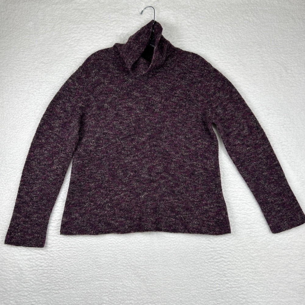 Eileen Fisher Turtleneck Sweater Wool Blend Pullover Purple Large